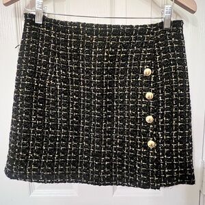 Forever 21 Black and Gold Tweed Mini Skirt